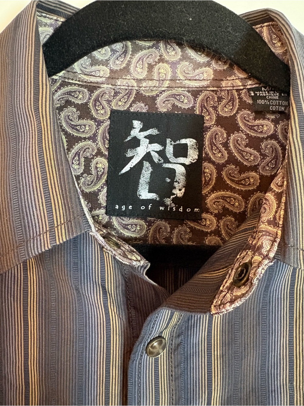 Age of Wisdom Men's Striped  Pearl Snap Button-Down Shirt